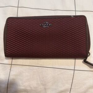 Coach Maroon Checkered Wallet